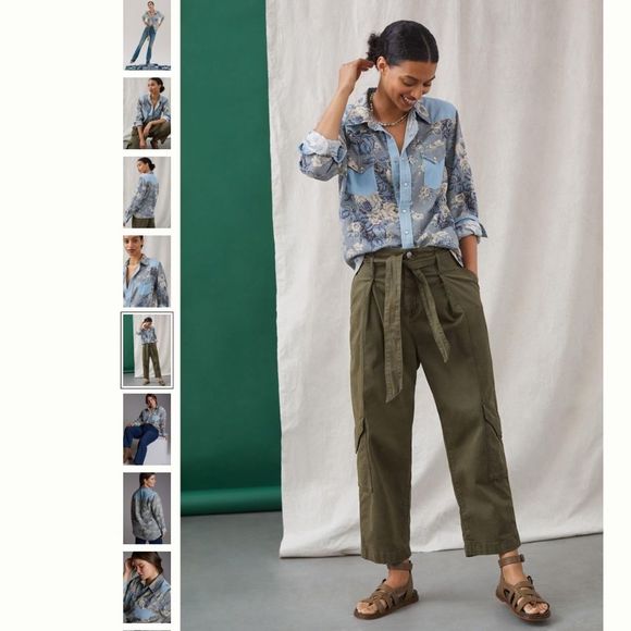 Anthropologie Floral Chambray Buttondown - Picture 1 of 5